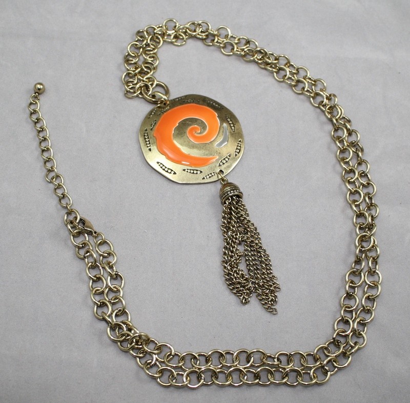 Long orange pendant necklace
