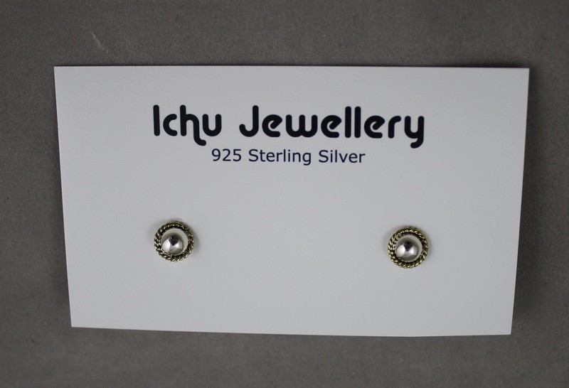 Silver studs with brass edge
