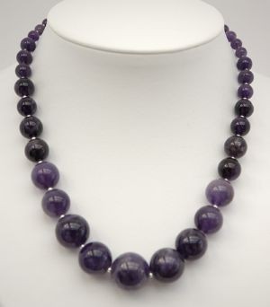 Necklace of amethyst and sterling silver beads
