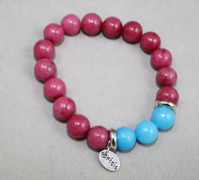 Pink and blue gemstones bracelet