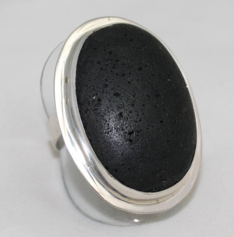 Lava Stone Silver Ring