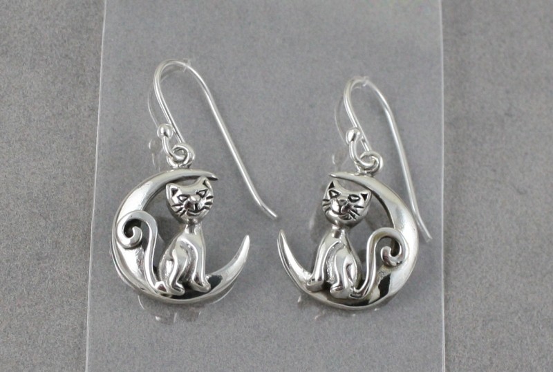Cat and moon earrings
