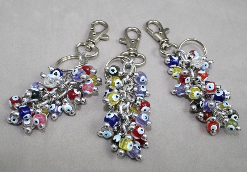 Coloured bead key ring