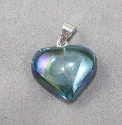 Aqua Aura heart pendant