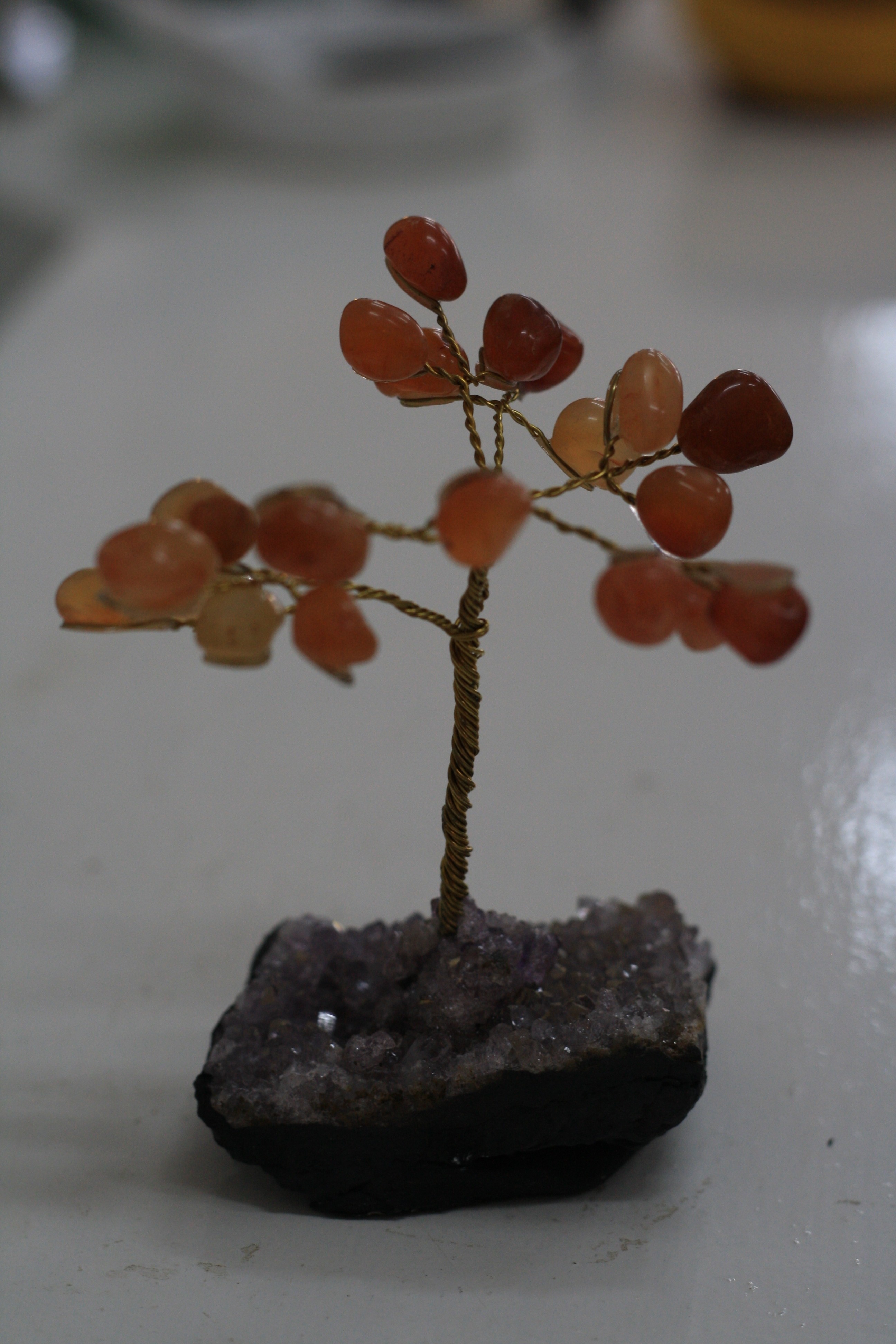 Gemstone Tree - Carnelian on amethyst 