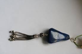 Lapis pendant with silver tassles