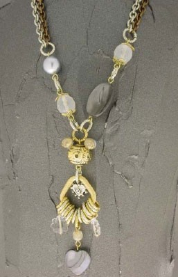 Italian Necklace Silver and Gold Pearls