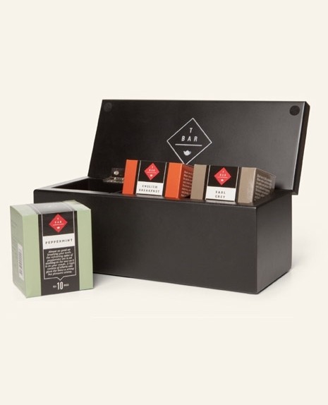 T BAR Wooden Black 3 Compartment Tea Bag Gift Box