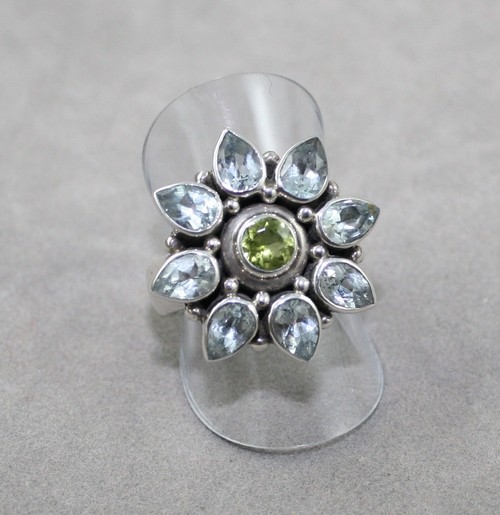 Blue Topaz with Peridot ring