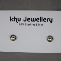 Silver studs with brass edge