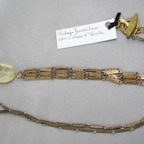 Vintage Brass Chain Necklace with Citrine