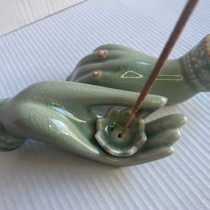 Ceramic lotus on hand Incense Holder