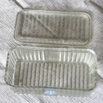 Vintage STC Depression Glass Ribbed Butter Dish 