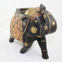 Wooden and brass decorated elephant